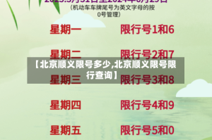 【北京顺义限号多少,北京顺义限号限行查询】