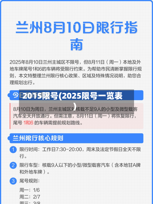 2015限号(2025限号一览表)-第1张图片