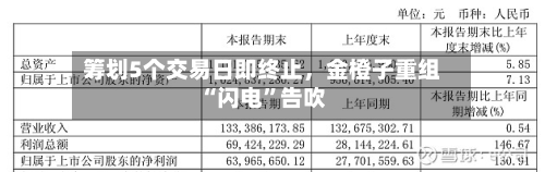 筹划5个交易日即终止	，金橙子重组“闪电”告吹-第1张图片