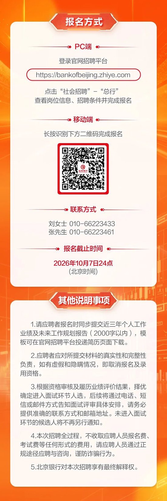 北京银行总行中层管理人员公开招聘正式启动